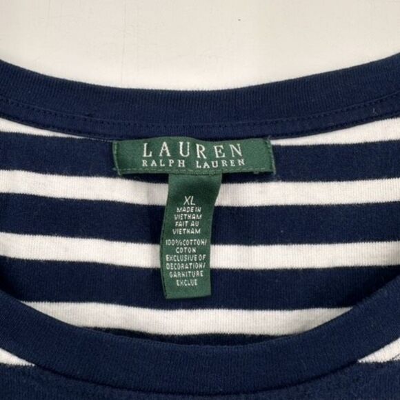 Ralph Lauren Womens Striped Short Sleeve Scoop Neck Top Blue White Size XL - Picture 3 of 8